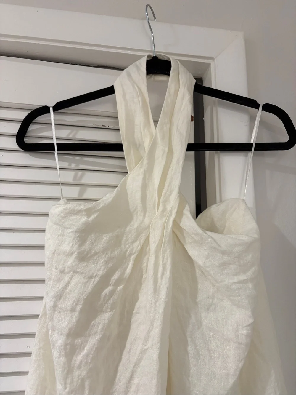 Zara 100% Linen White Halter Fringe Summer Top - Picture 8 of 11